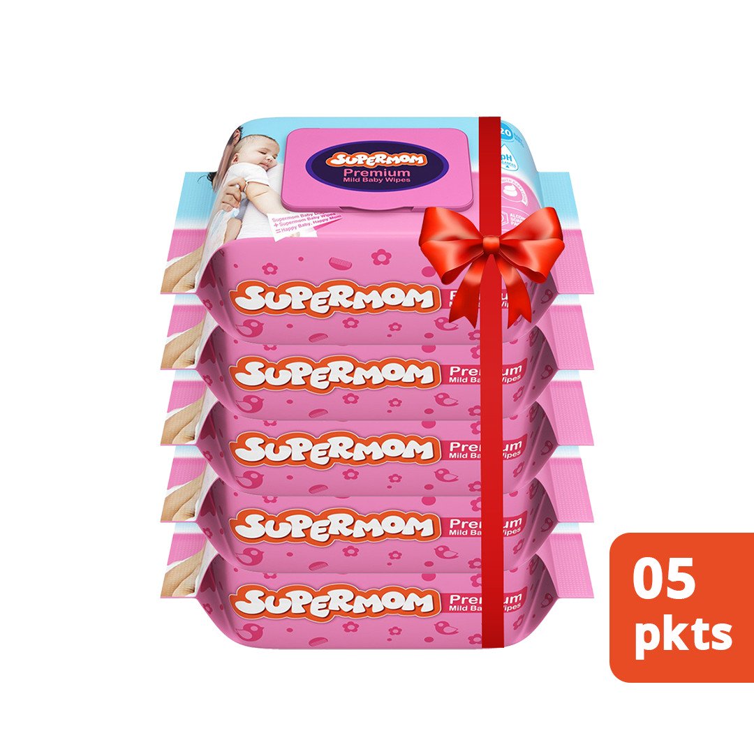 COMBO Supermom Mild Baby Wipes 120pcs 5 Packets