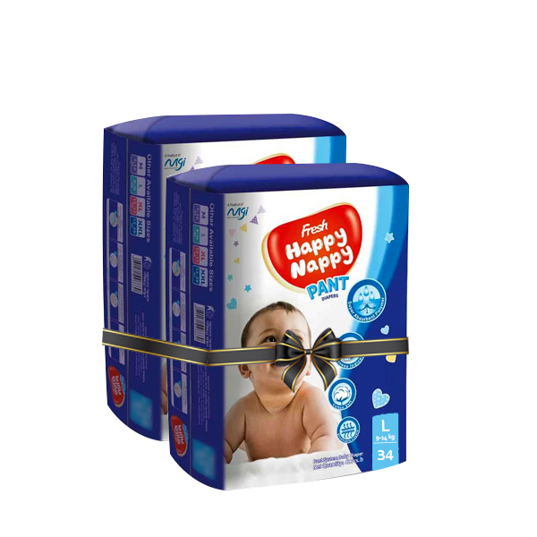 COMBO Happy Nappy Pant Diapers L Size 9-14kg 34+34pcs