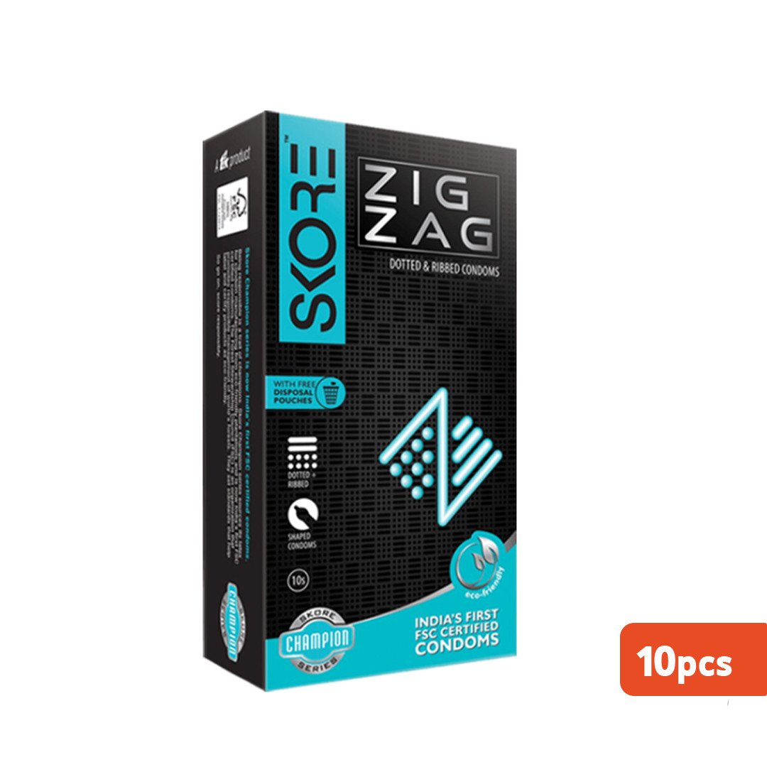 SKORE Zig Zag Dotted & Ribbed Condoms 10pcs